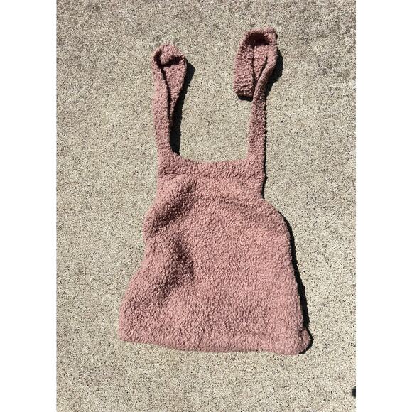 SKIMS Top Women Size S/M Halter Neck Fuzzy Teddy Cropped Tank Rose Clay - Picture 1 of 4